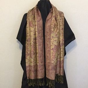 Pink and Gold Paisley Pashmina Scarf